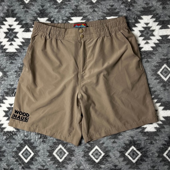 BURLEBO Other - Burlebo Performance Shorts Khaki Tan Mens Large Stretch 7 Inch Inseam Comp Logo